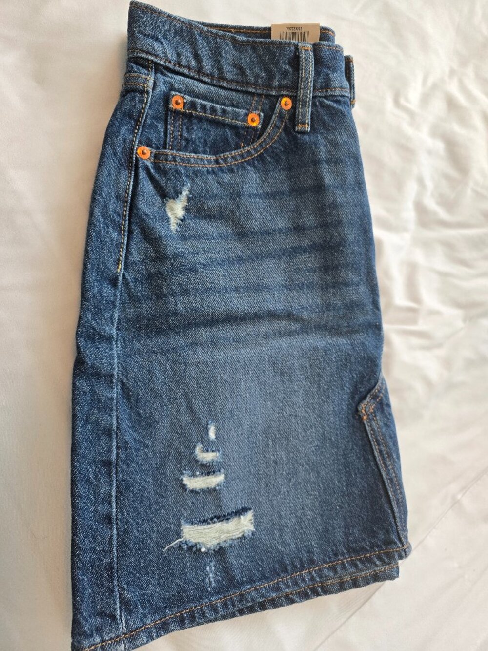 New $60 LEVI'S Deconstructed Iconic Jean Denim Mini Skirt High Rise